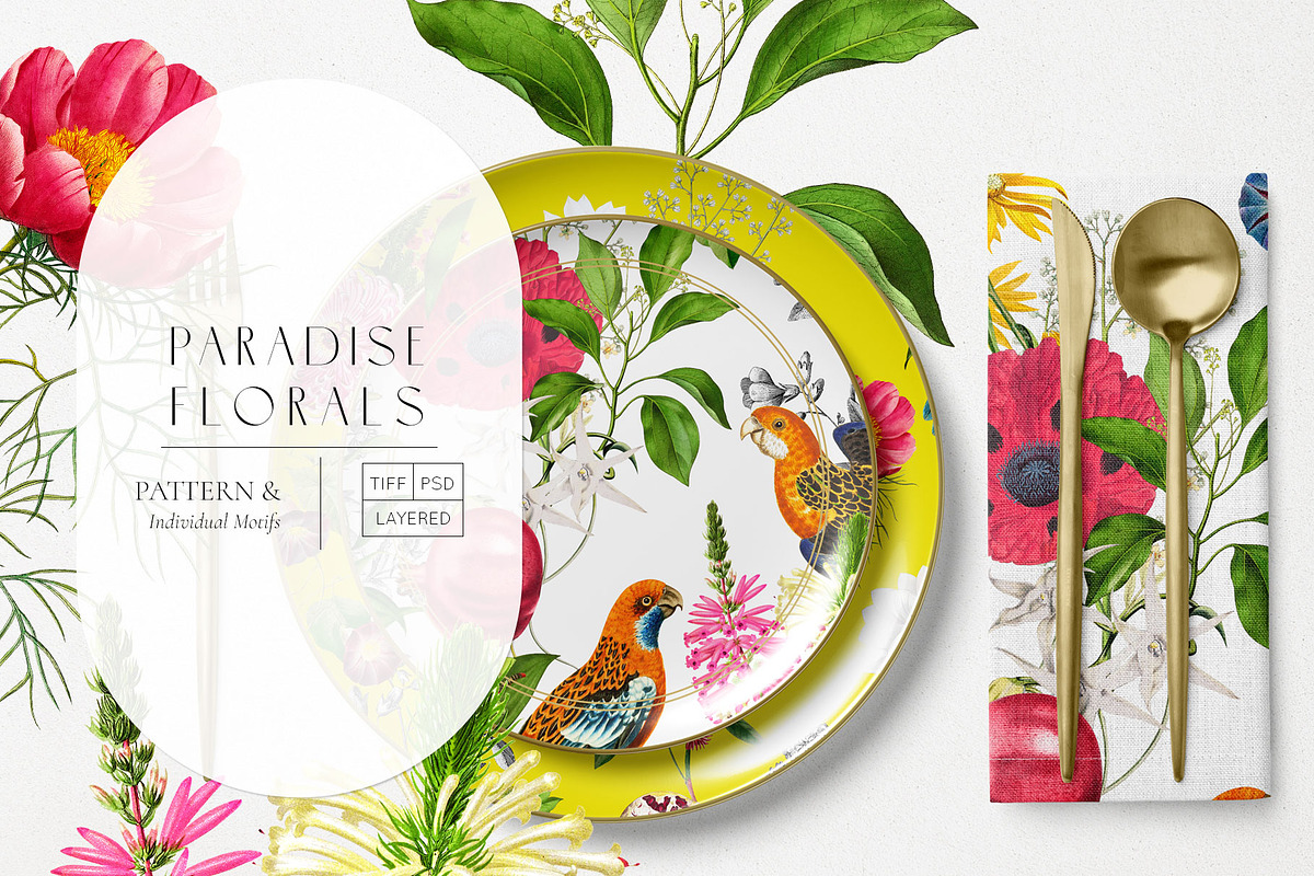 Paradise Florals Prints & Motifs, a Pattern Graphic by TSTUDIO (Photo 1 of 13)