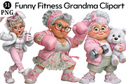 Funny Fitness Grandma Clipart, an Illustration by Daily.Designs (Thumbnail 1 of 5)