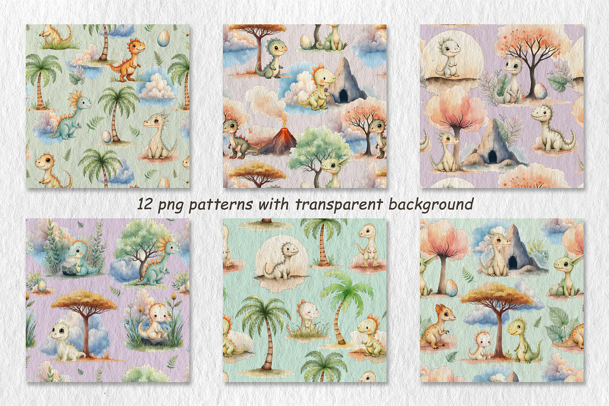 Dinosaurs Watercolor Collection, an Animal Illustration by AG Mockups (Photo 4 of 9)