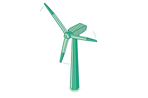 Isometric wind turbine., an Illustration by Booblgum
