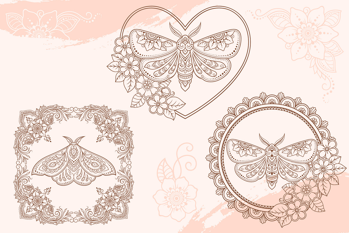 Butterfly & flowers, a Decorative Illustration by Katika Shop (Photo 3 of 9)