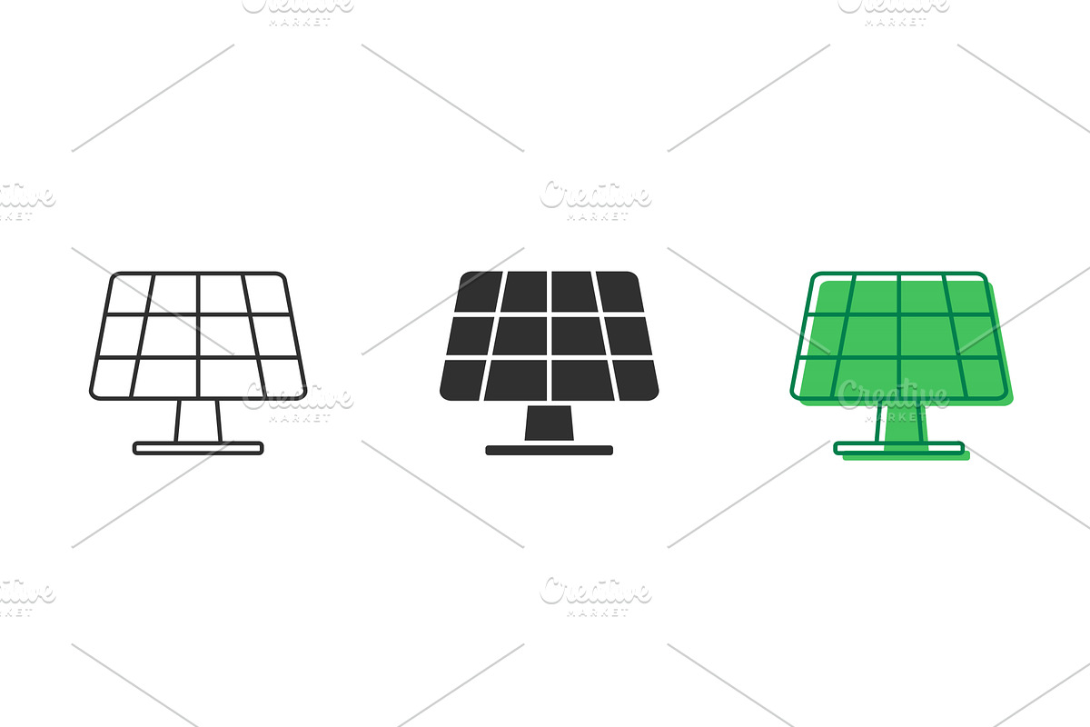 Solar Panel Icons, a Technology Illustration by Gentle Studio
