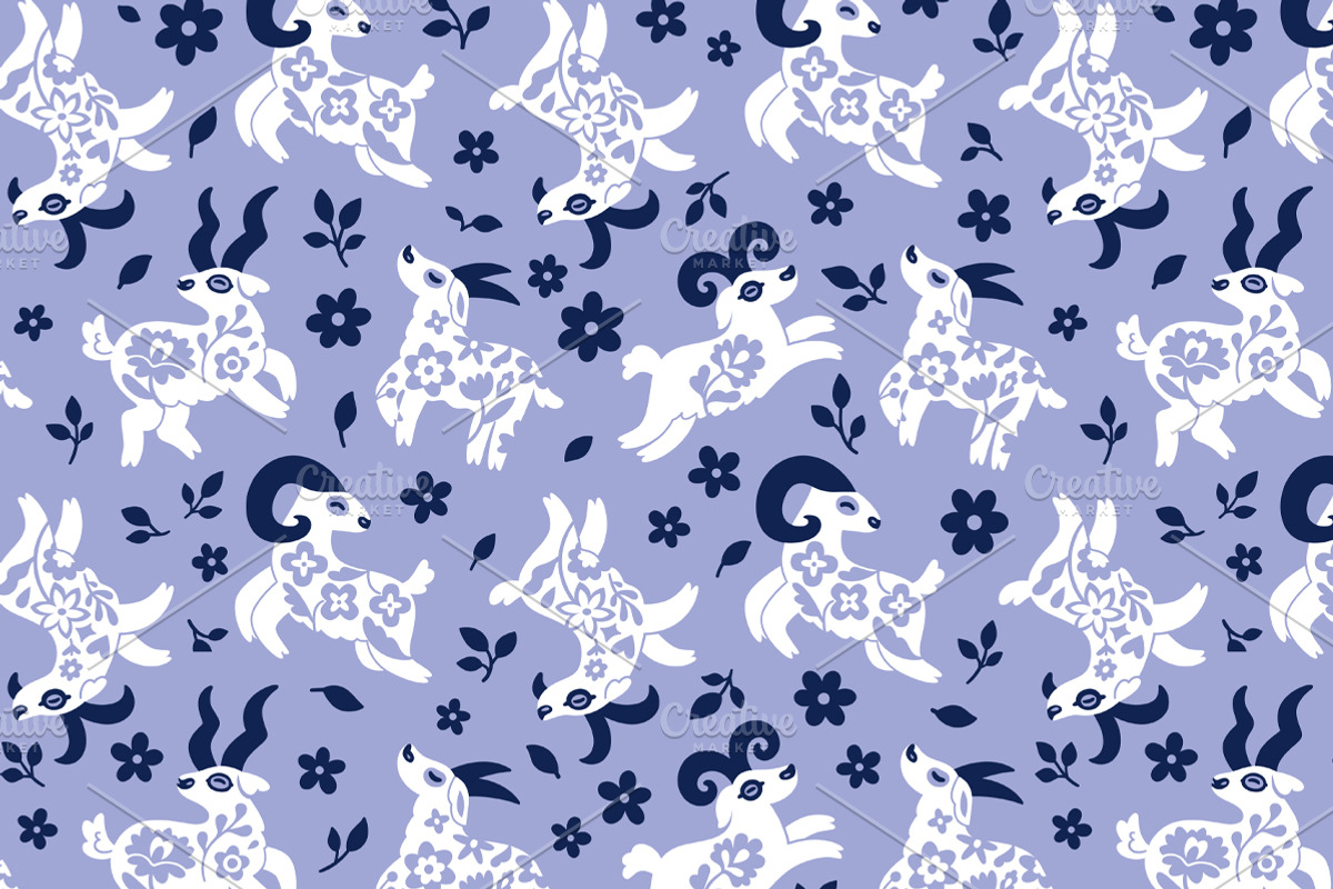 Folk Art Goats, an Animal Illustration by PenguinHouse (Photo 7 of 9)