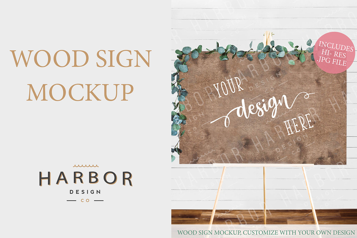Wood Sign Mockup on Wedding Easel, a Product Mockup by Harbor Design Co (Photo 1 of 2)