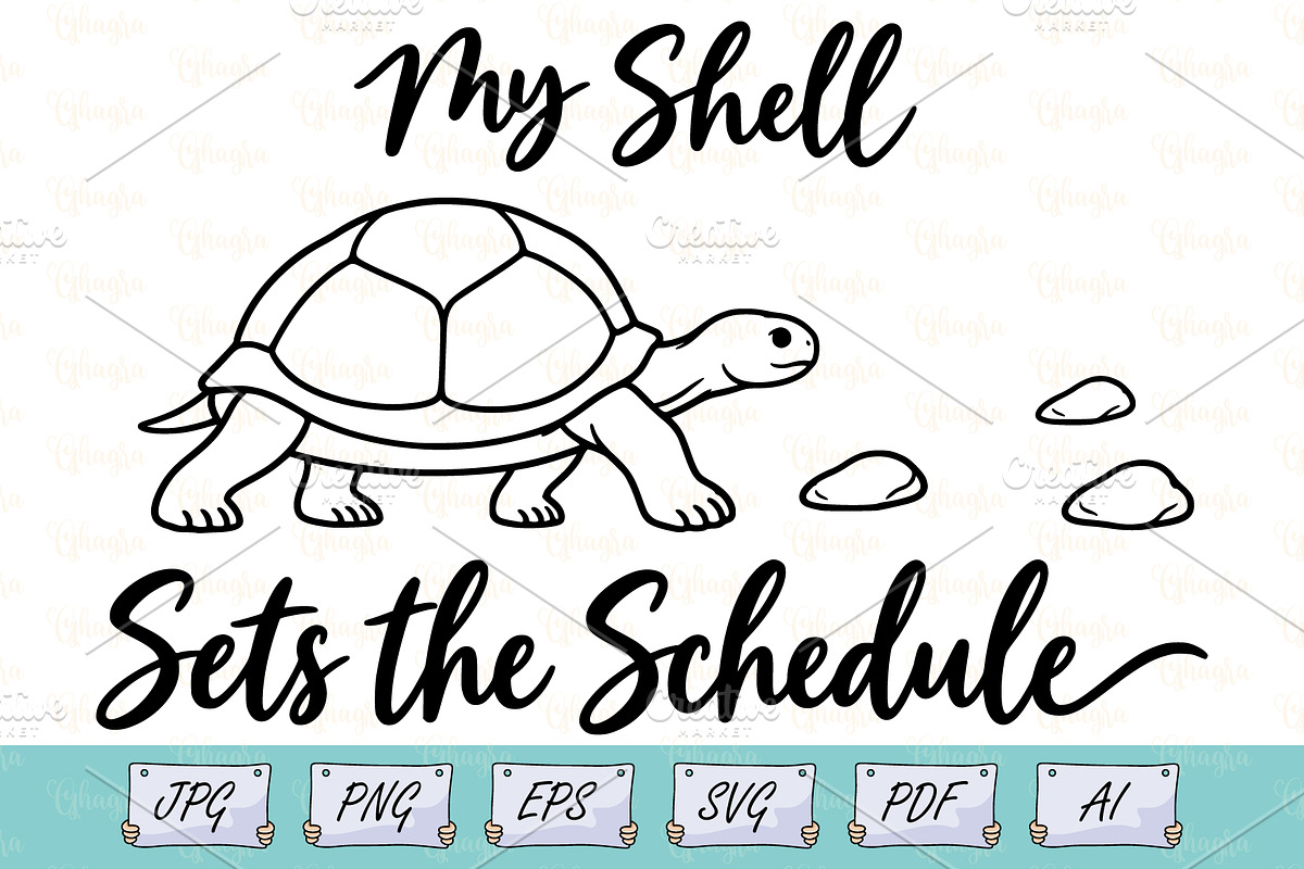Tortoise on Its Own Time Line Art, an Object Illustration by Ghagra (Photo 1 of 6)