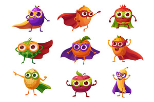 Fruits superheroes. Watermelon apple, an Illustration by LadadikArt