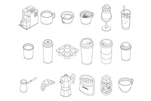 Coffee Icons Set Vector Outline