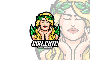 Girl Cute Cartoon Logo Design., a Branding & Logo Template by VectorCraft