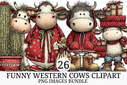 Funny Western Cows Clipart, an Illustration by Craft Nest (Thumbnail 1 of 8)