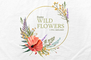 Watercolor Wild Flowers Wreath.