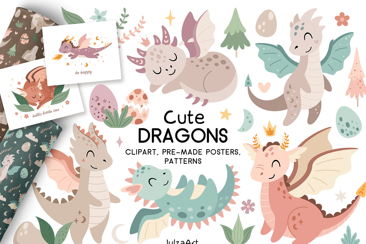 Cute dragons girls collection, an Animal Illustration by JulzaArt (Photo 1 of 10)