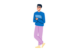 Smiling young man crossing legs and, a Person Illustration by pikepicture