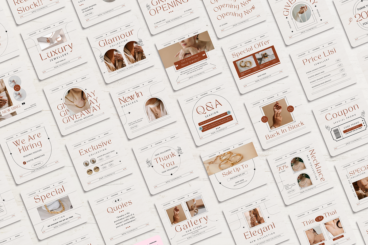 120 Jewelry Instagram Canva Template, a Social Media Template by ...