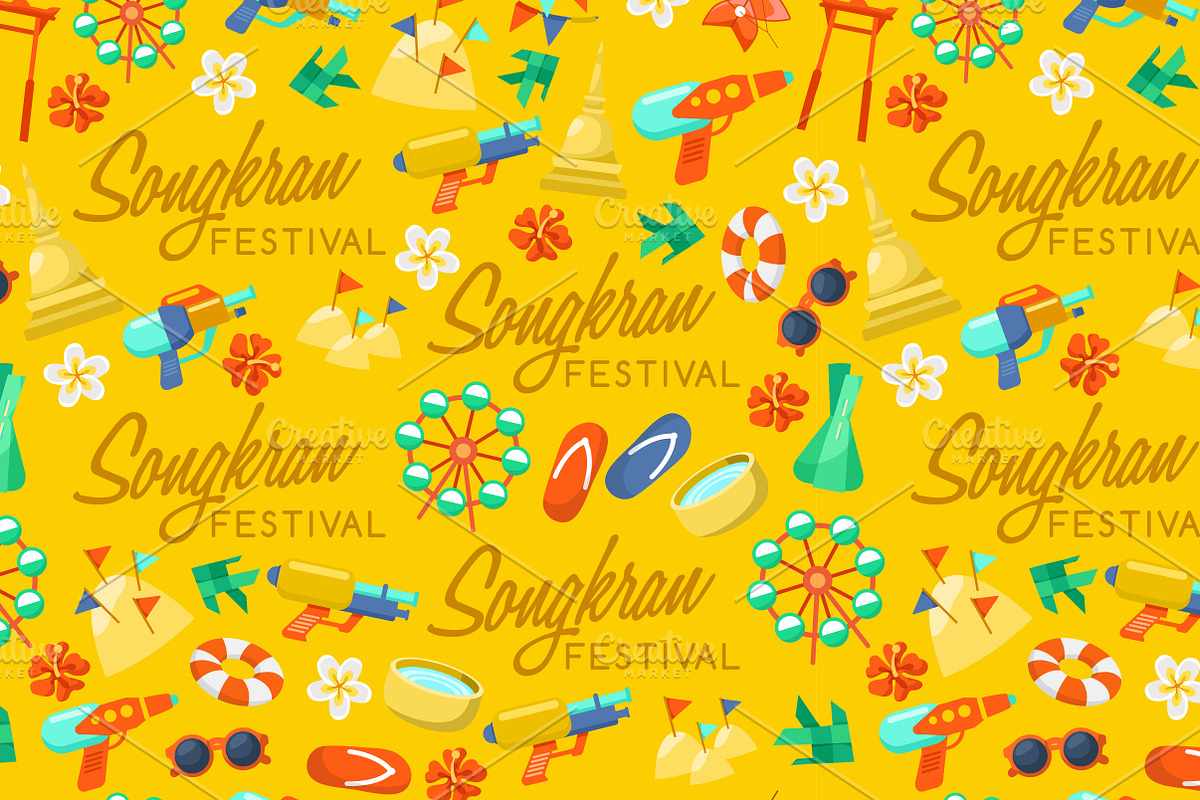 Big Set of Songkran Festival Element, an Object Graphic by Daraon (Photo 6 of 6)