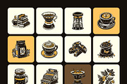 Vintage Coffee Vector Icons, a Solid Icon by Creative Stall (Thumbnail 8 of 9)