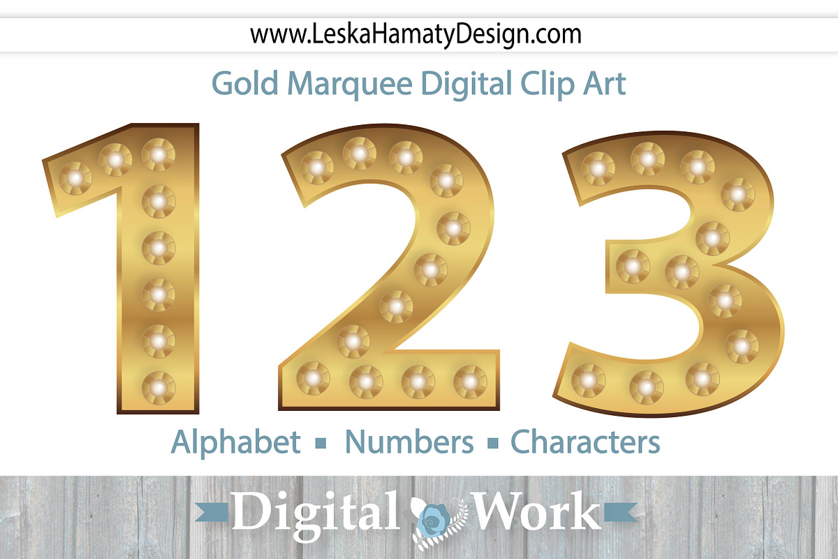 Gold Marquee Digital Clip Art, an Object Graphic by Leska's Digitals (Photo 2 of 3)