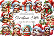 Cute Sloth Christmas Clipart PNG, an Illustration by designcity5 (Thumbnail 1 of 5)