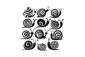 Funny Snail, Black Silhouette For