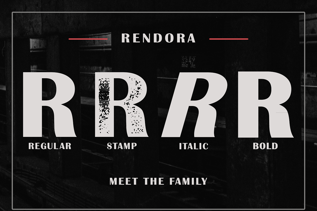 Rendora - Vintage Stamp Sans Serif, a Sans Serif Font by GlitzyGrapix (Photo 2 of 12)