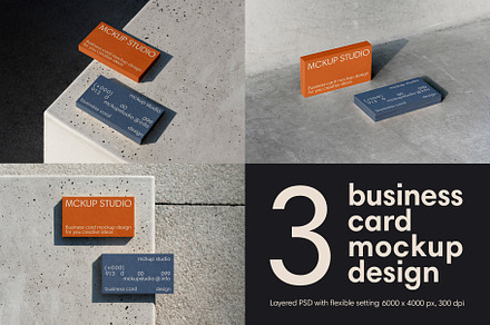 3 Business card mockup, an Advertising Mockup by eezo