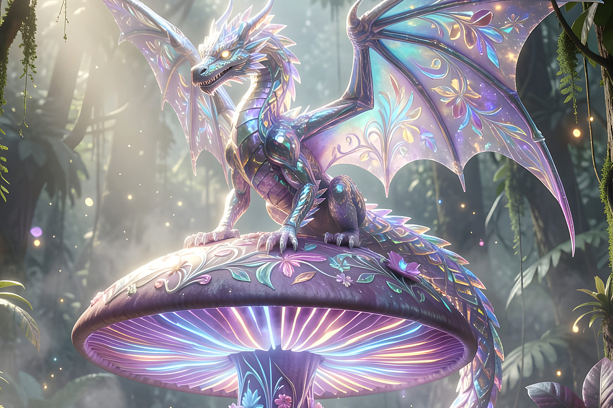 Crystal Dragon in Bio Iridescent, an Animal Illustration by Sharon Schwalbe (Photo 5 of 6)