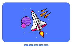 Space Shuttle Flying Cartoon