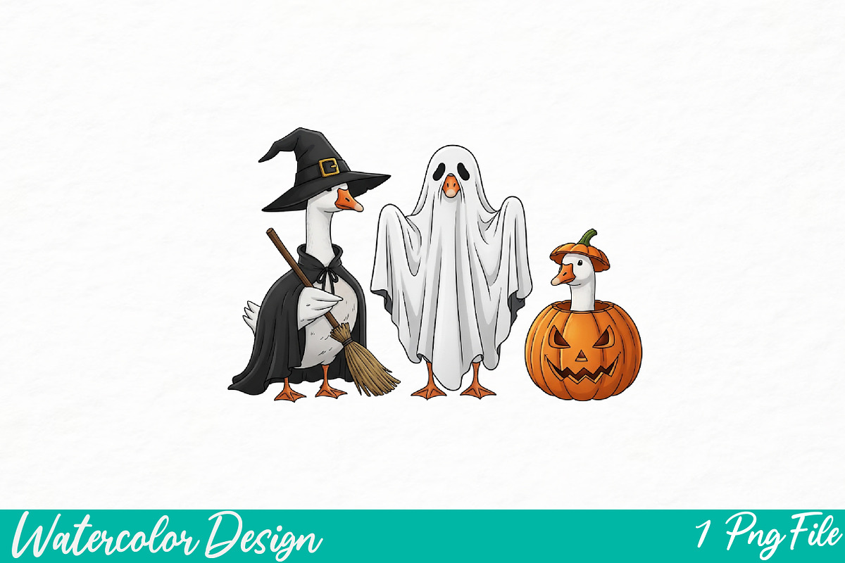 Boo Ghost Goose PNG, an Illustration by Watercolor design (Photo 1 of 3)