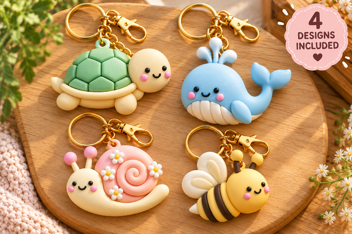Cute Kawaii Animal Keychain STL, an Object 3D Model by Layerology (Photo 3 of 3)