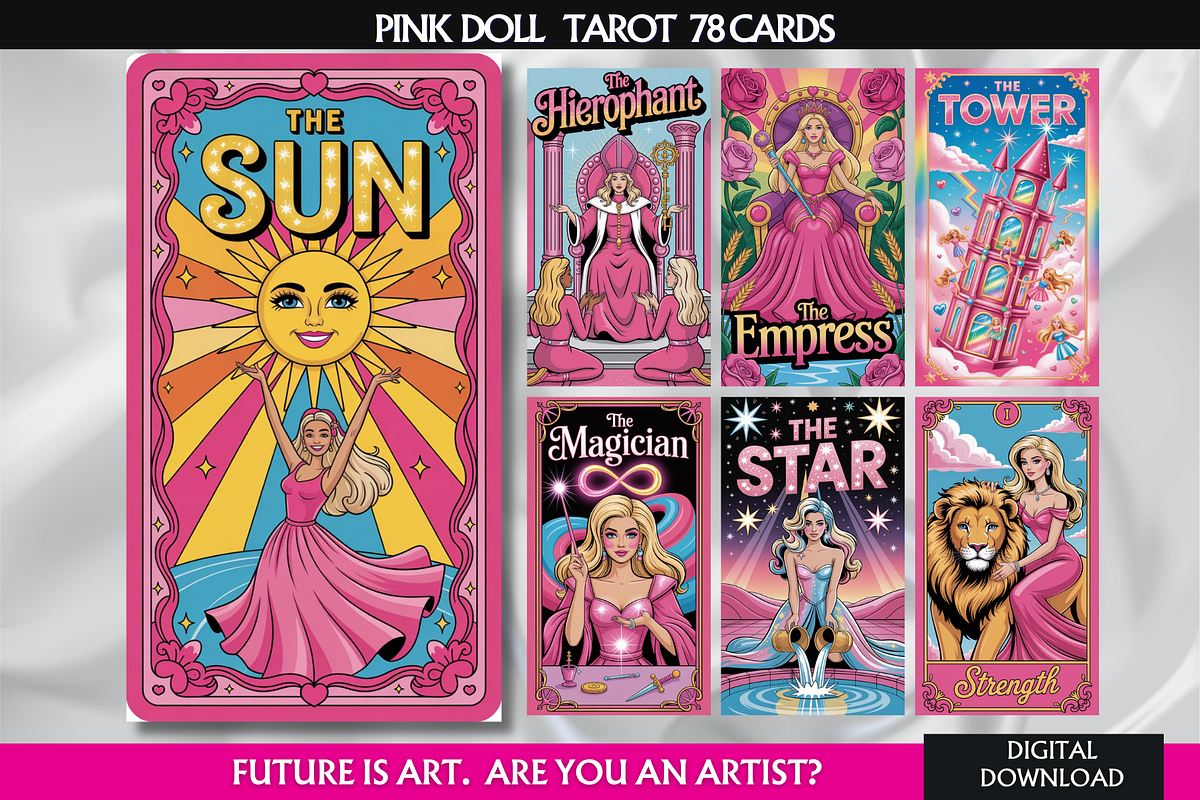 Pink Doll Tarot Cards Deck, an Object Illustration by Mugio (Photo 1 of 6)