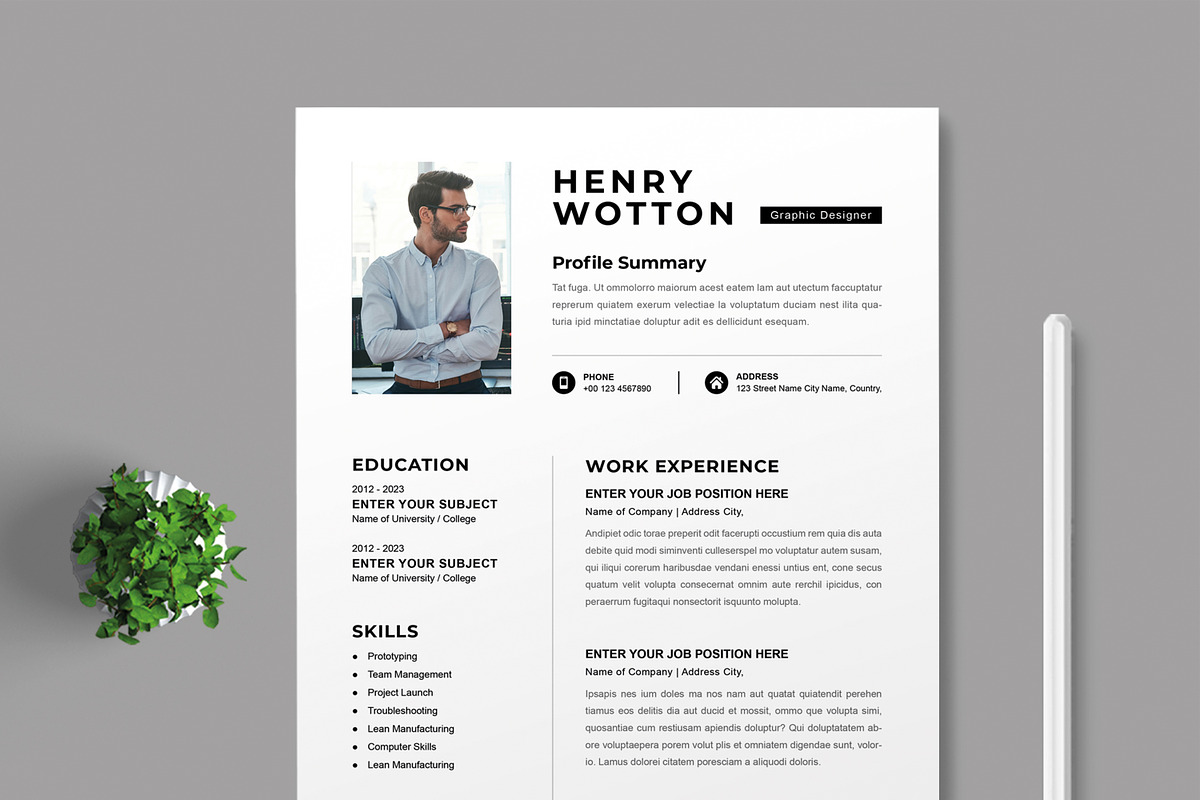 Resume Template, a Resume Template by MightyDesign (Photo 2 of 6)
