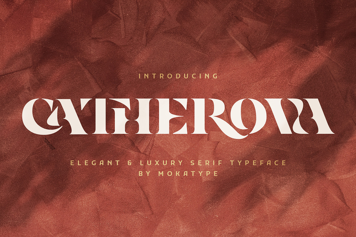 Catherova - Elegant Stencil, a Serif Font by Mokatype Studio (Photo 1 of 11)