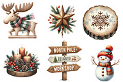 Wooden Christmas Clipart, an Illustration by CreationArt (Thumbnail 2 of 5)