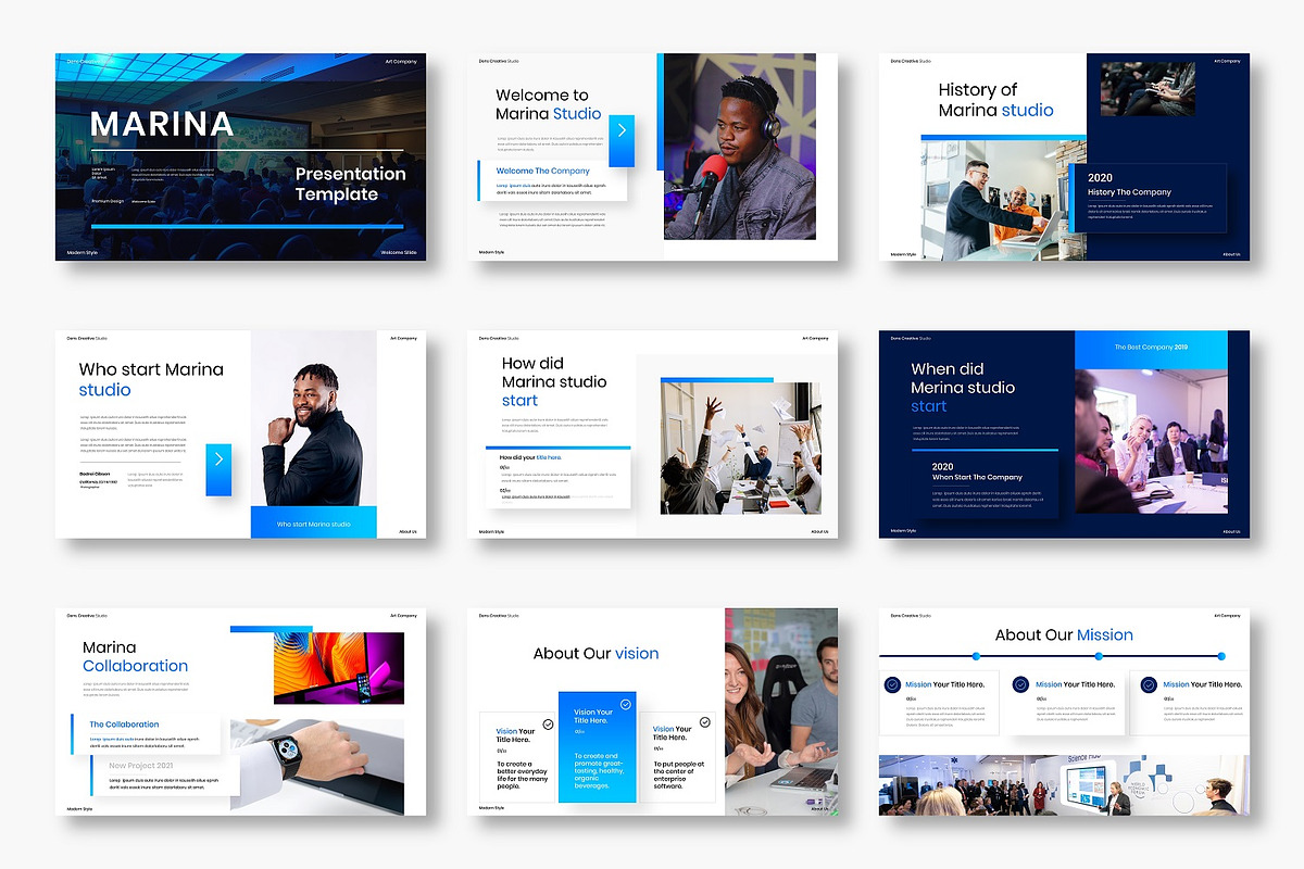Marina - Business Google Slide, a Presentation Template by Dens Creative Studio (Photo 3 of 12)