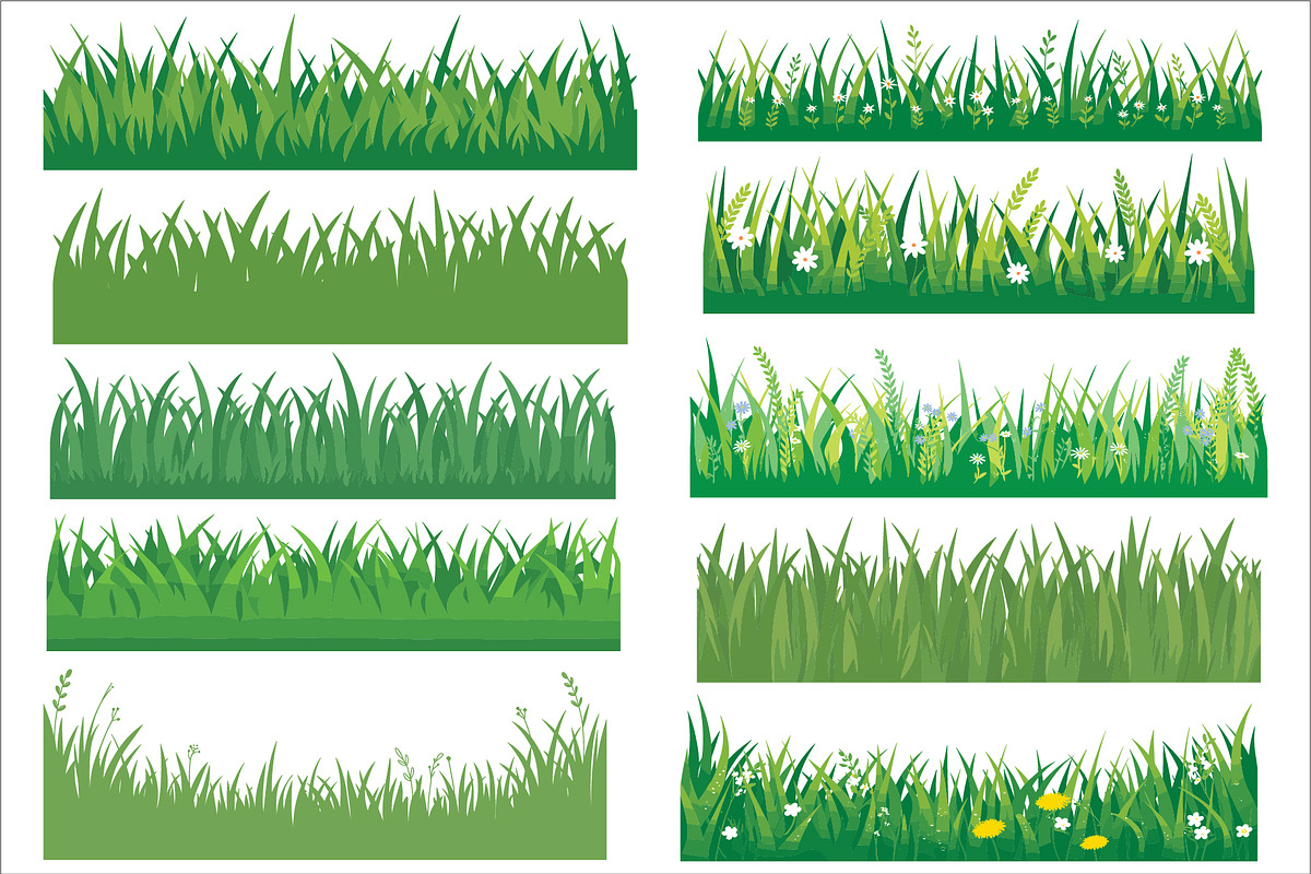 Grass Borders Collection Bundle, an Illustration by Amazin_art
