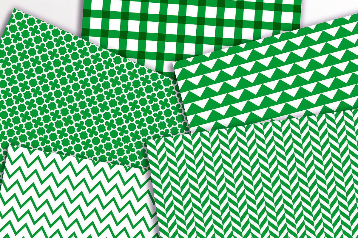 Green and White Digital Papers, a Pattern Graphic by The Digital Download Shop (Photo 3 of 3)