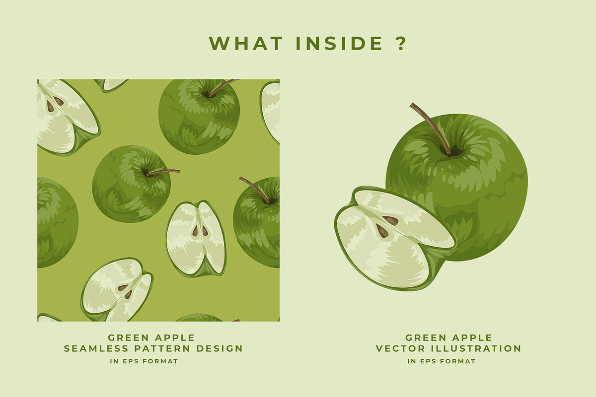 Green Apple Vector Seamless Pattern, a Pattern Graphic by Dawnside Graphic (Photo 2 of 6)