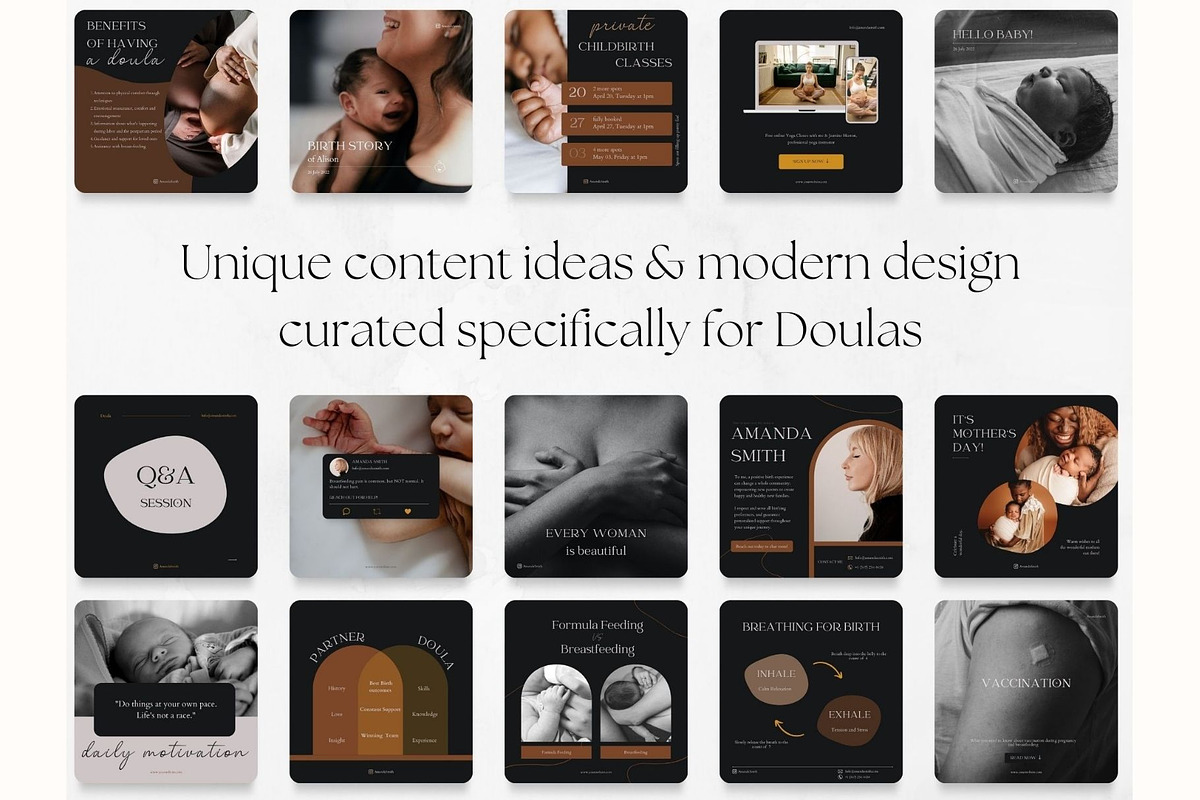 50 Doula Post Templates Dark, a Social Media Template by PatternLab. (Photo 4 of 8)