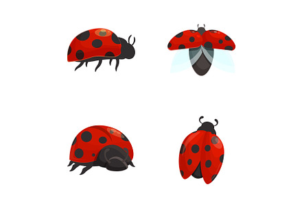 Ladybird icons set cartoon vector, an Animal Illustration by Ylivdesign