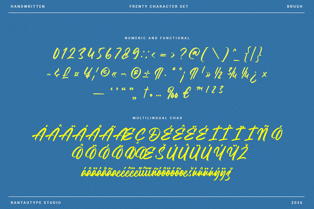 Frenty A Handwritten Brush Font, a Handwritten Font by RantautypeStudio (Photo 17 of 17)