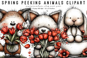 Spring Peeking Animals Clipart, an Illustration by SinaCreation (Thumbnail 1 of 9)