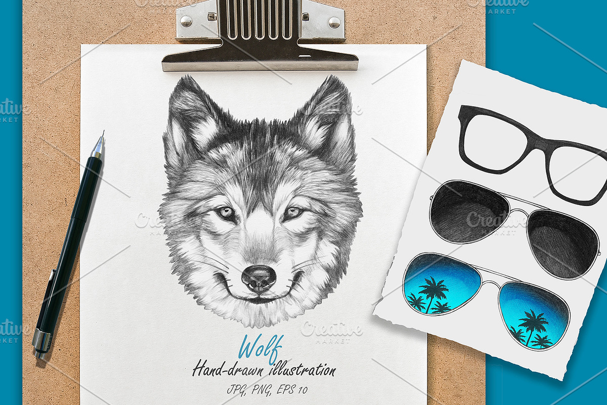 Wolf // Glasses // Summer, an Animal Illustration by Victoria_Novak (Photo 1 of 3)