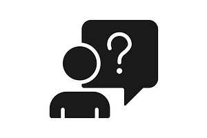 Asking question black glyph icon, a Solid Icon by IMG Visuals
