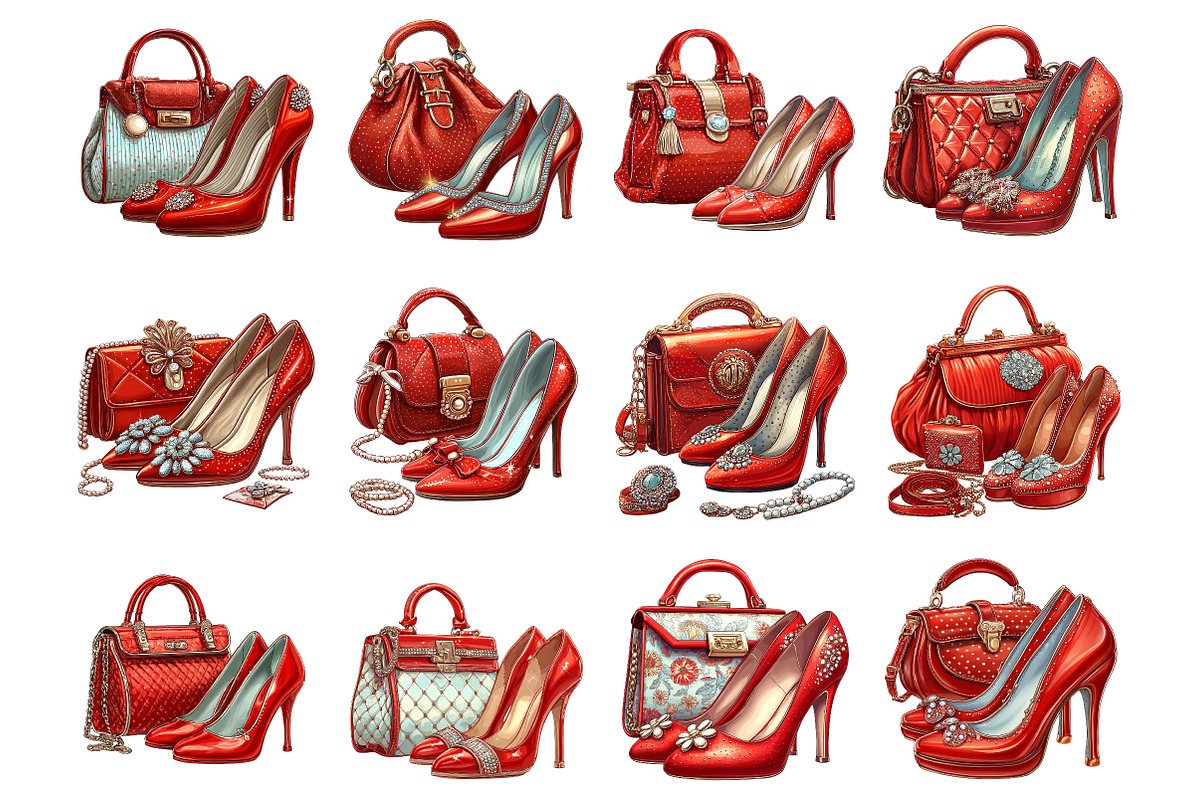 Red Luxury Bag and Heels Clipart, an Illustration by DreamArtGraphic (Photo 2 of 5)