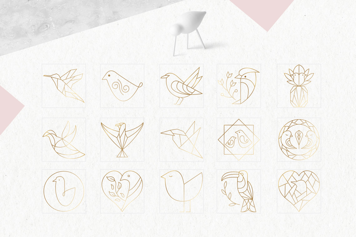 Geometric Bird Logos EPS & PNG, an Outline Icon by Pixejoo (Photo 7 of 8)