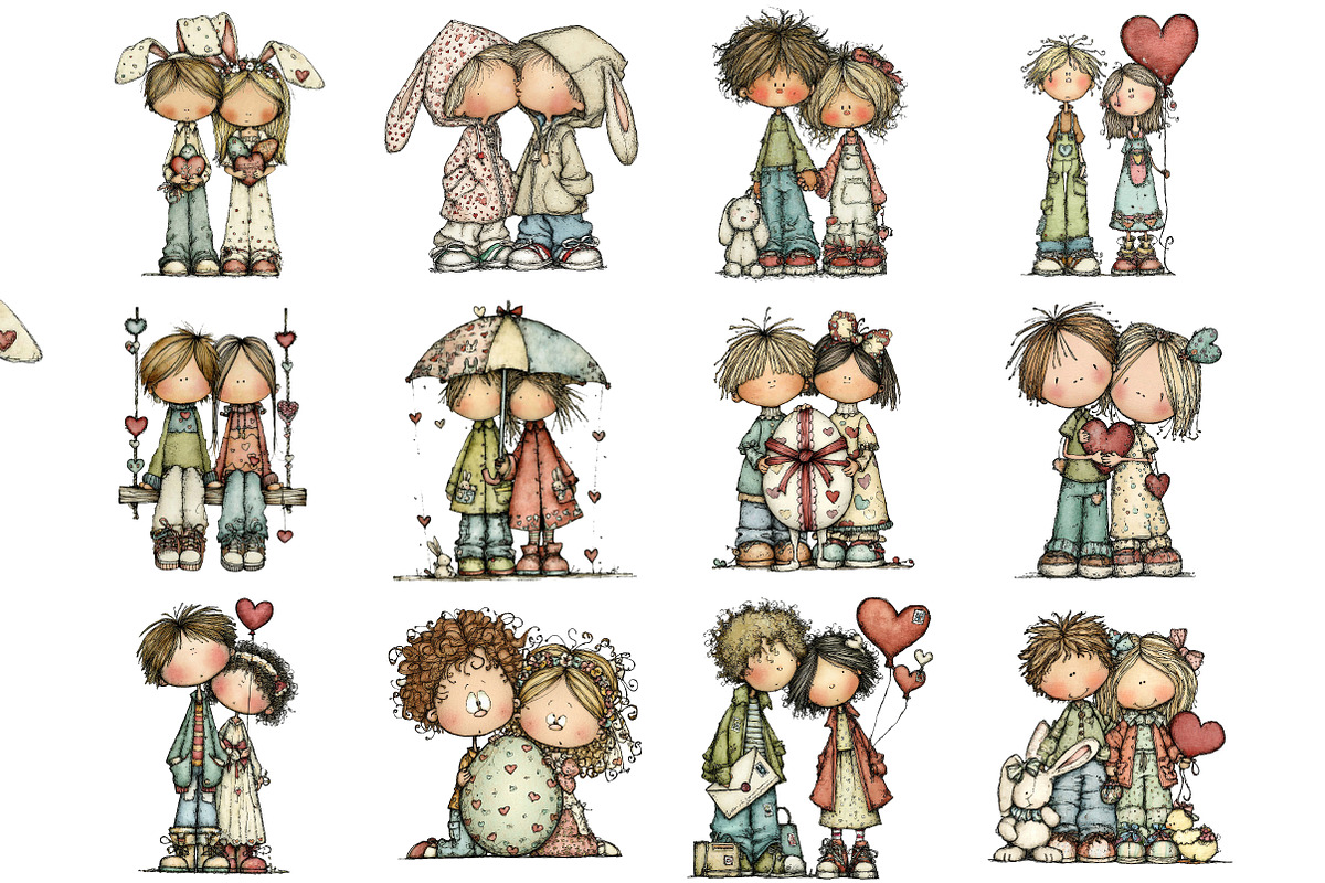 Romantic Easter Couple Clipart, an Illustration by DreamArtGraphic (Photo 3 of 4)