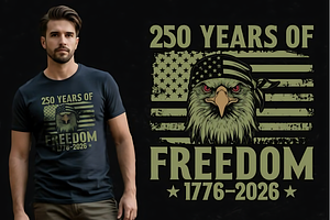 250 Years America, Independence Day, a Seasonal Illustration by Design Station