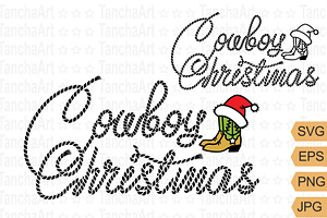 Cowboy Christmas Text SVG Cut File