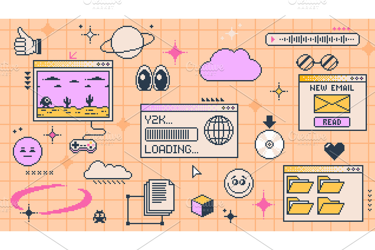 Retro y2k computer window page, a Decorative Illustration by Vector ...