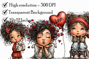 Valentine girl Clipart, an Illustration by Libby Wishes (Thumbnail 3 of 7)