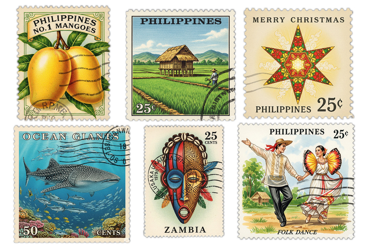 Philippines Postage Stamps Clipart, an Illustration by Dream Creation (Photo 3 of 6)